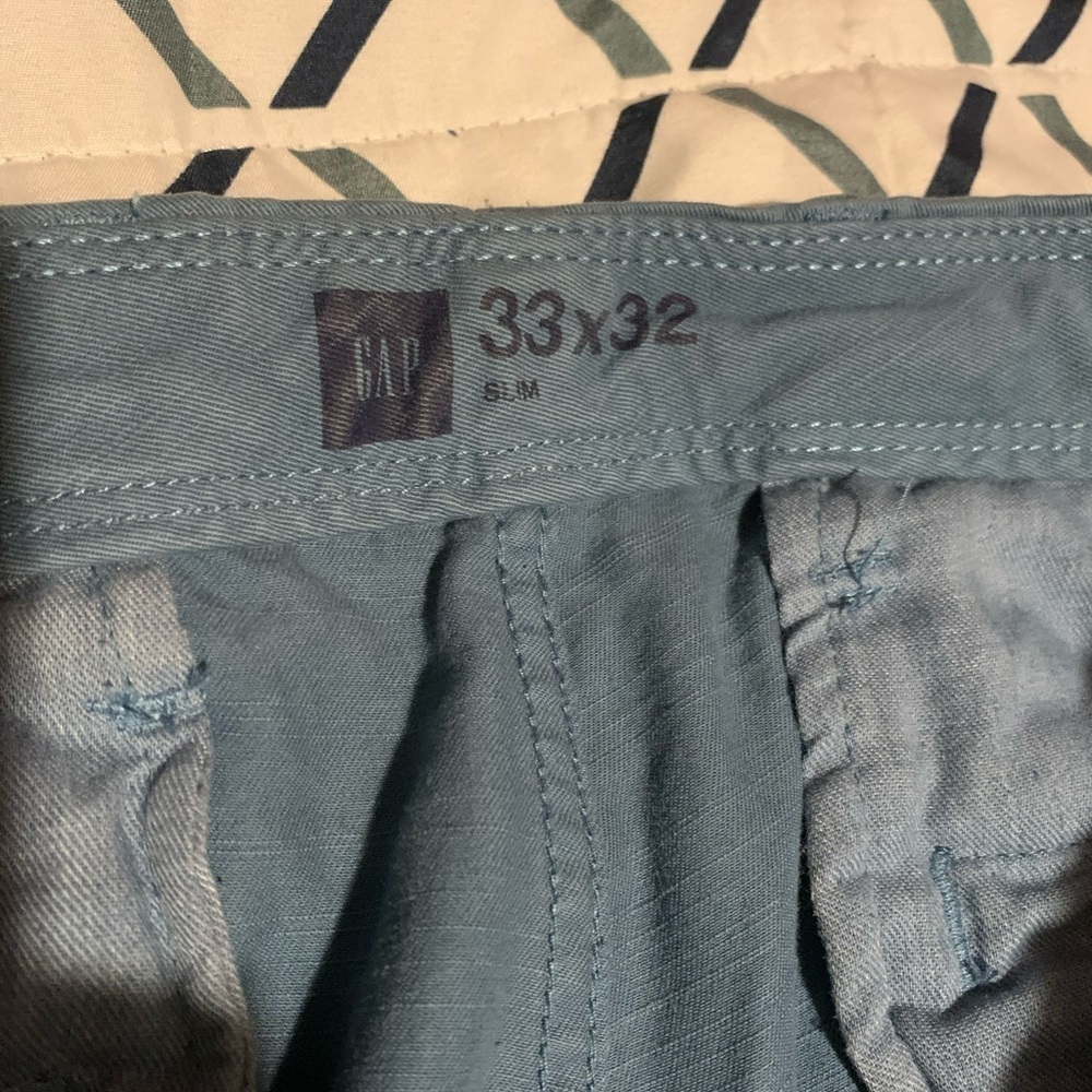 EUC Gap Men’s Khaki’s 33/32 slim 100% cotton blue circa 2016 - Picture 3 of 5